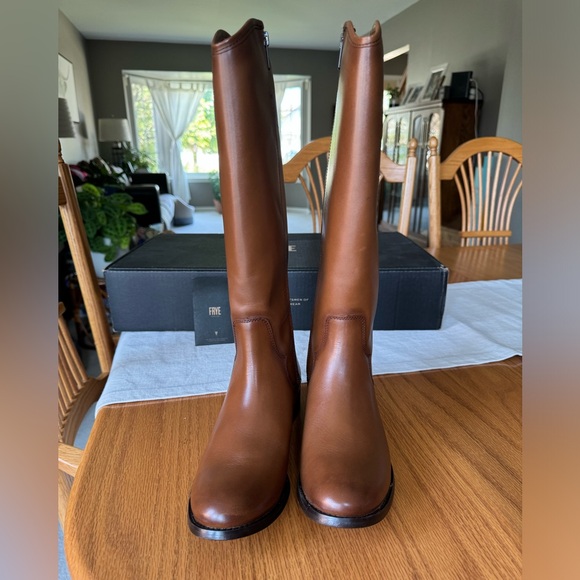 NWOT in Box Frye Women's Marissa Medallion Cognac Tall Boots Size 6 - Picture 2 of 12